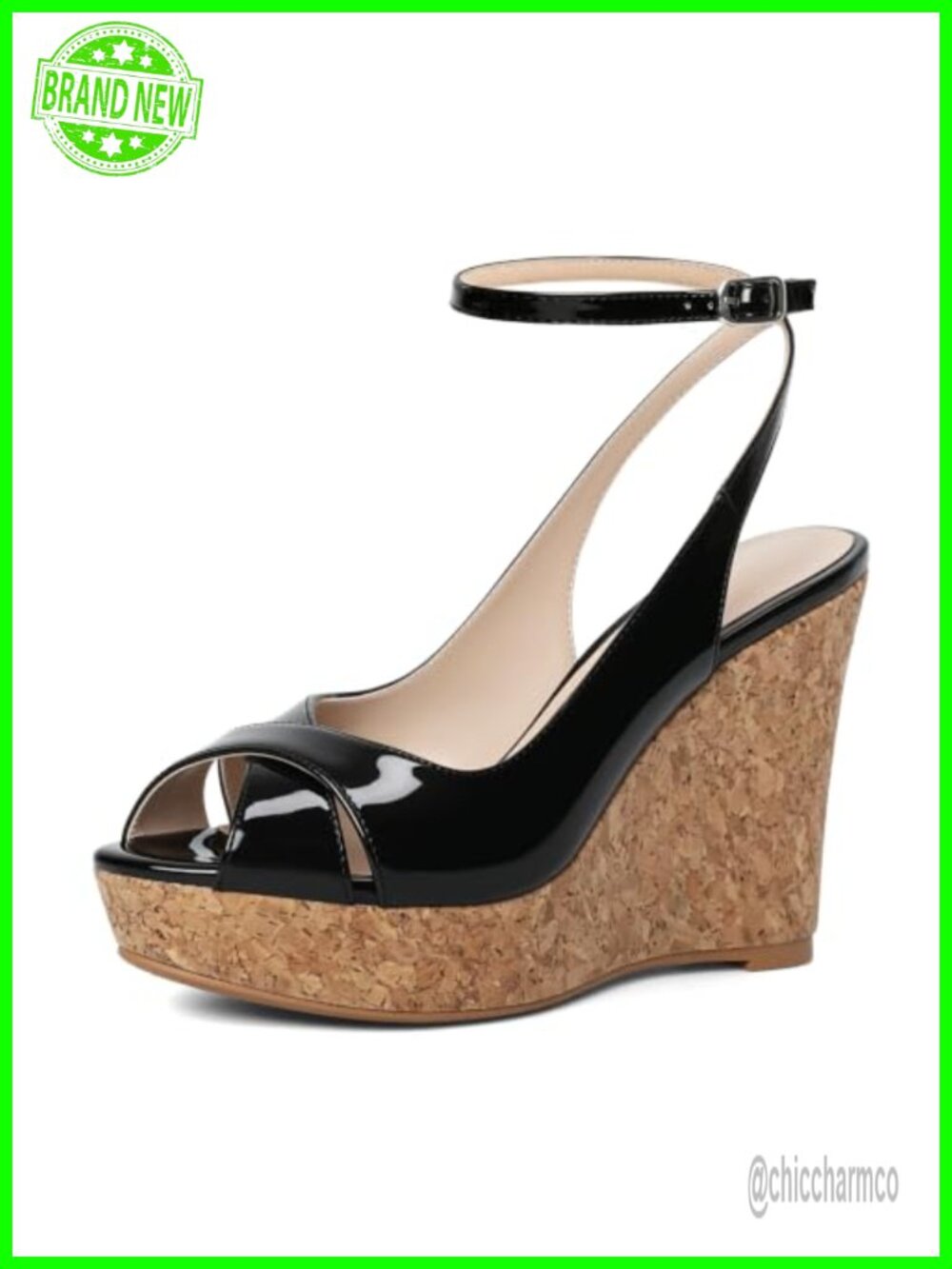 Women's Wedge Platform Heels Peep Toe Slingback Cork Ankle Strap Sandals